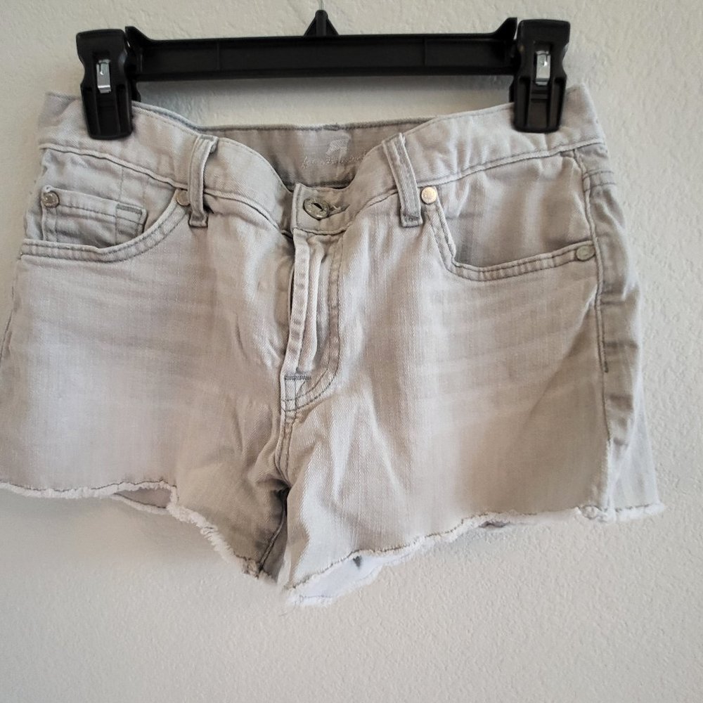 7 For All Mankind Light Grey Cut Off Denim Shorts